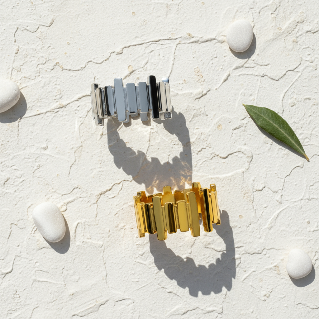 Rod Link Ring, Gold & Silver