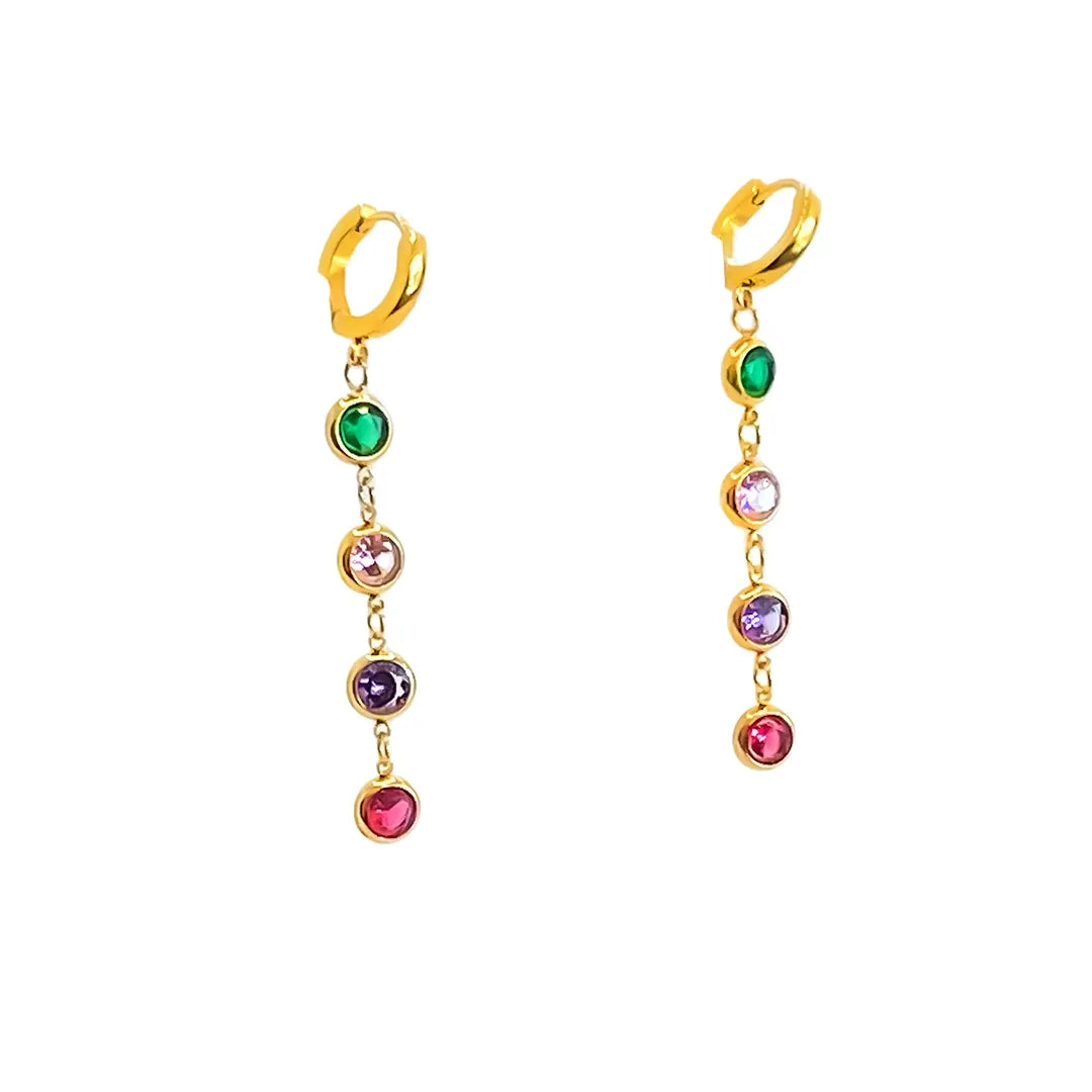 Multi-Coloured Rhinestones Drop Earrings