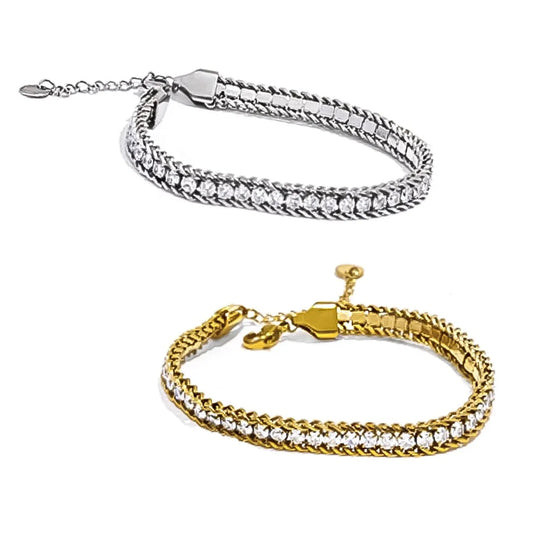 Tennis 5A CZ & Rope Bracelet