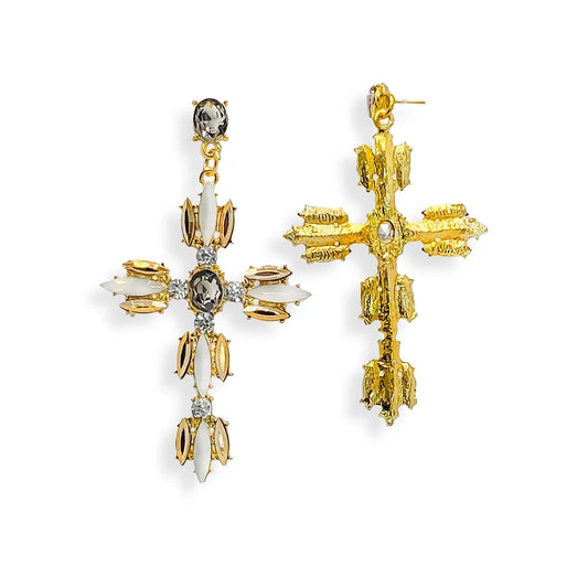 Rhinestone Cross Earrings