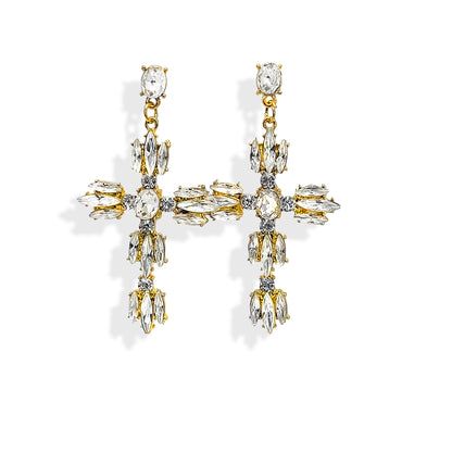 Rhinestone Cross Earrings