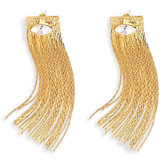 Two In One, CZ Stud & Tassel Earrings