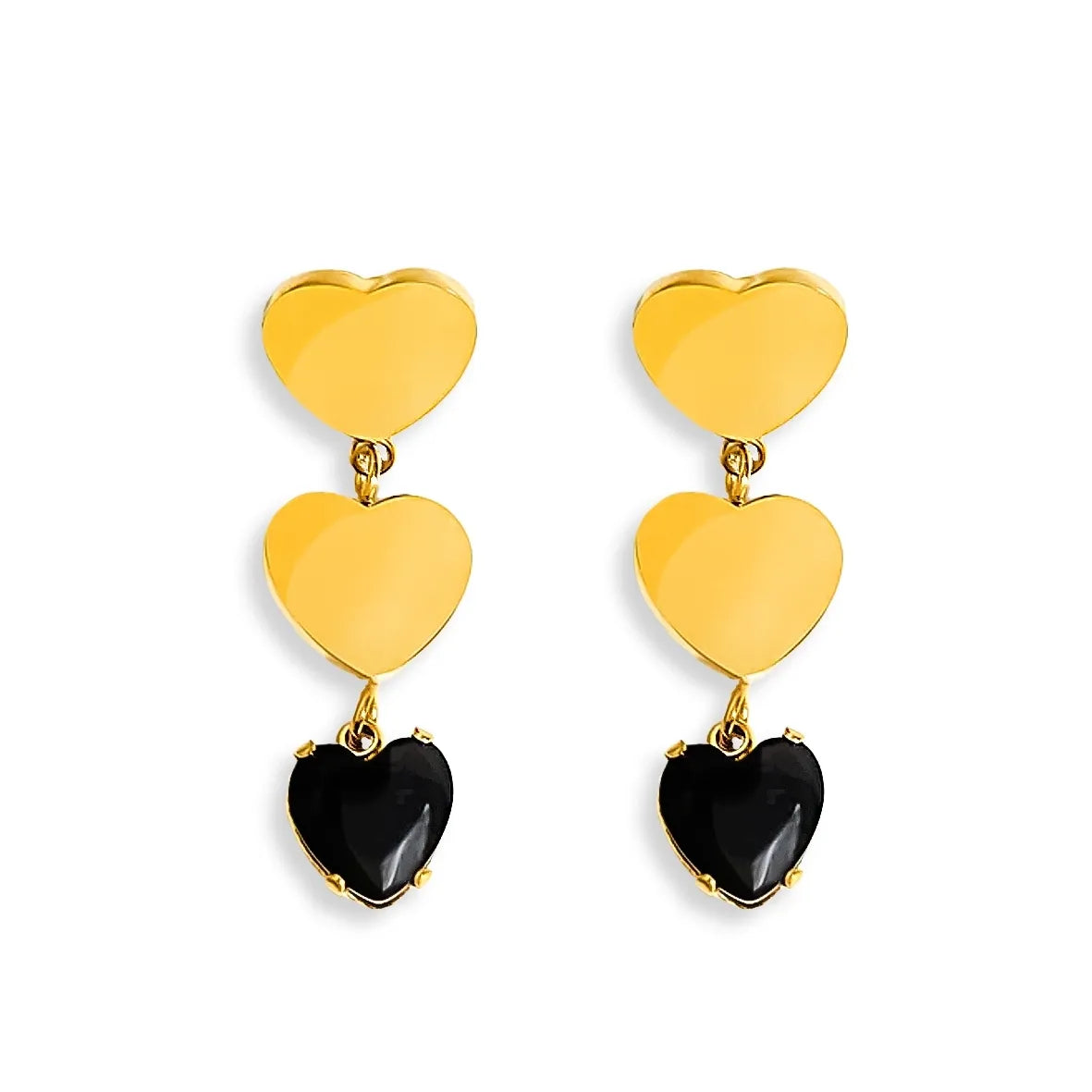 Heart, CZ Drop Earrings