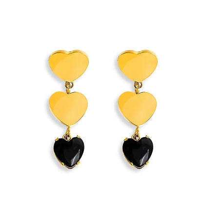 Heart, CZ Drop Earrings