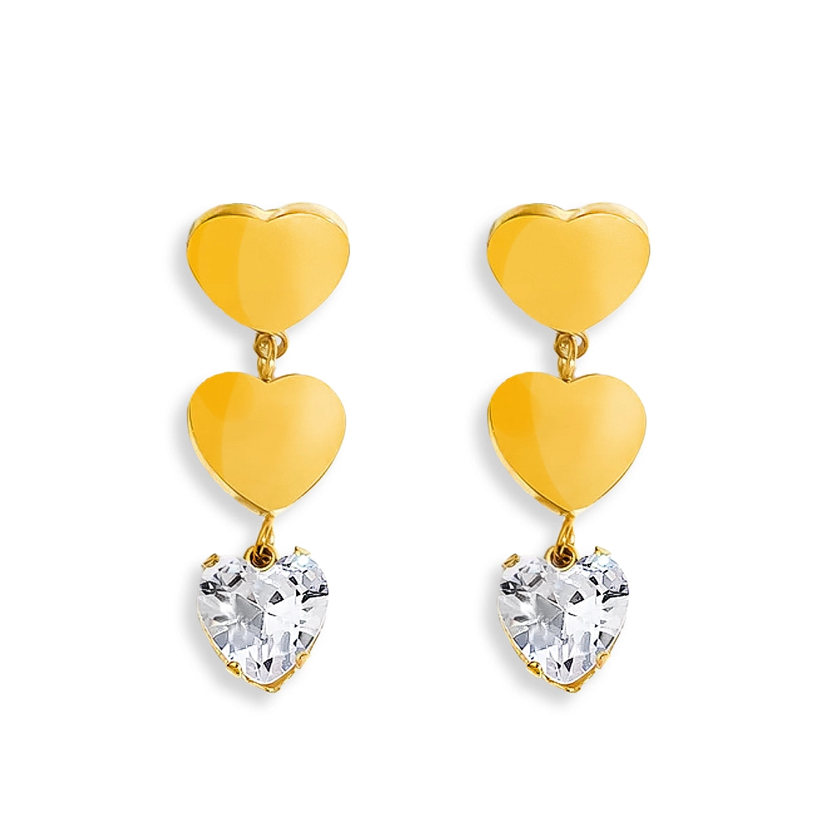 Heart, CZ Drop Earrings