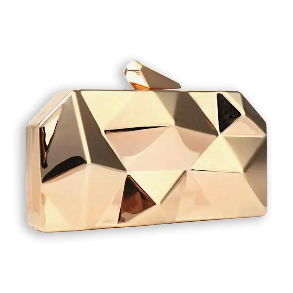 Geometric Metal Clutch, Gold