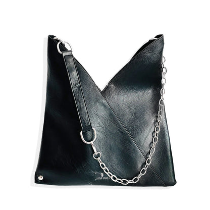 Flat V-Opening Vegan Leather Bag