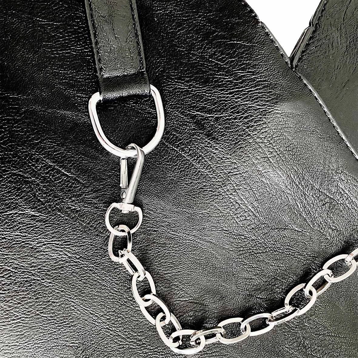 Flat V-Opening Vegan Leather Bag