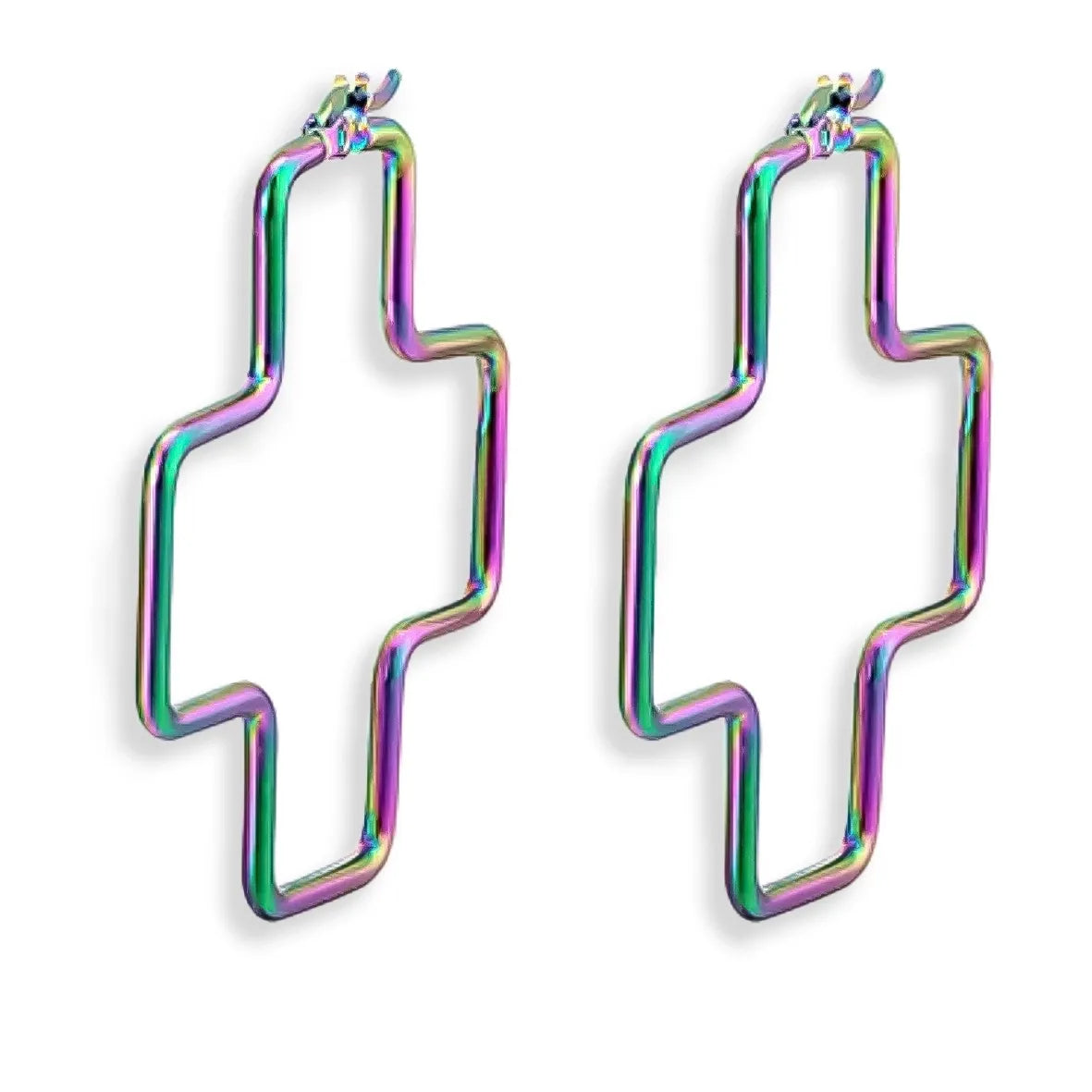 Cross Earrings, Rainbow Shine