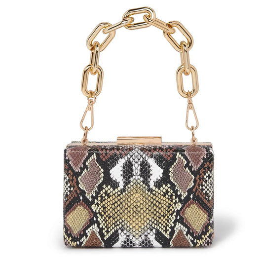 Snakeskin Clutch Coffee Cream