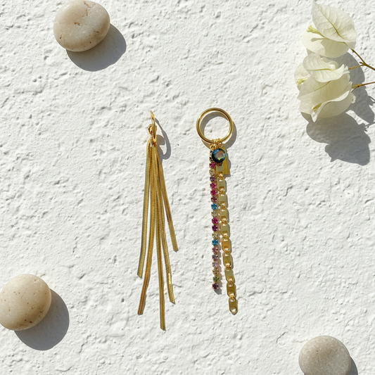 Sun and Moon Tassel Earrings