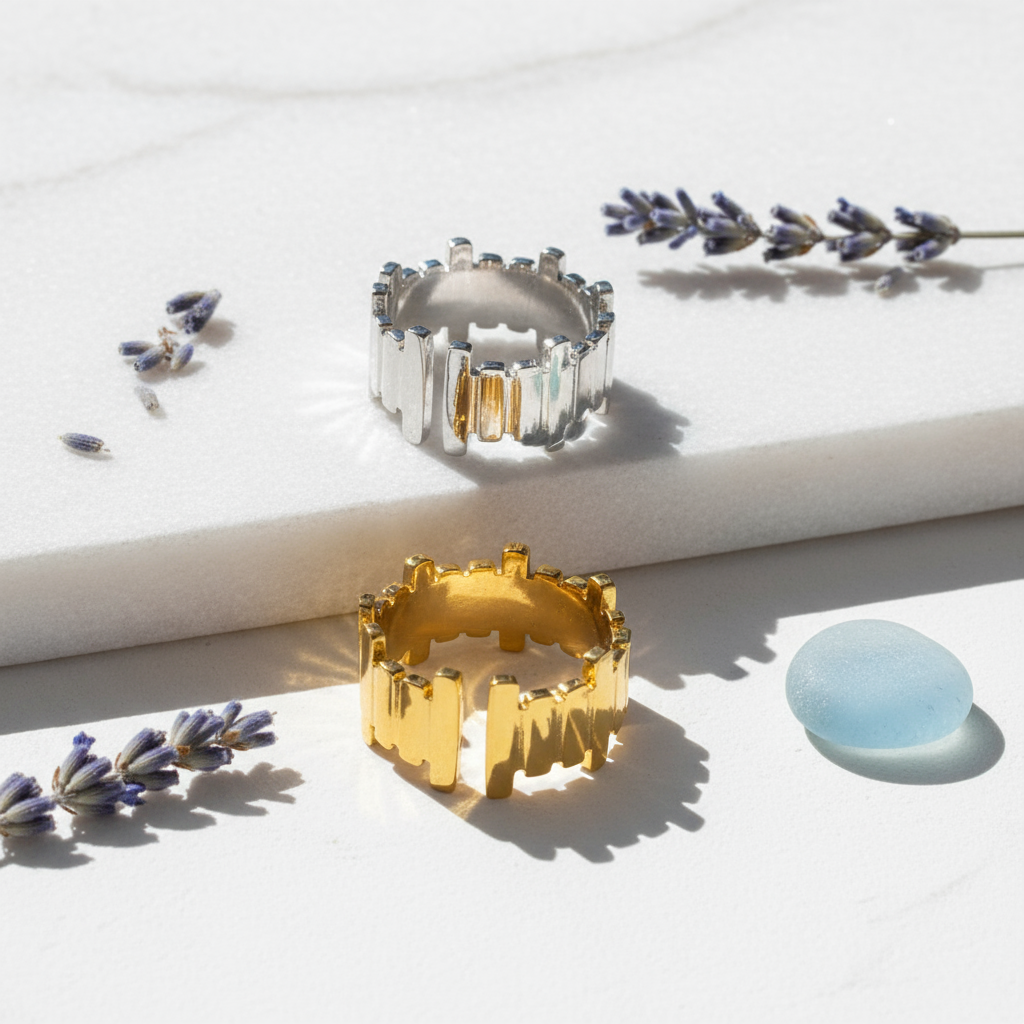 Rod Link Ring, Gold & Silver
