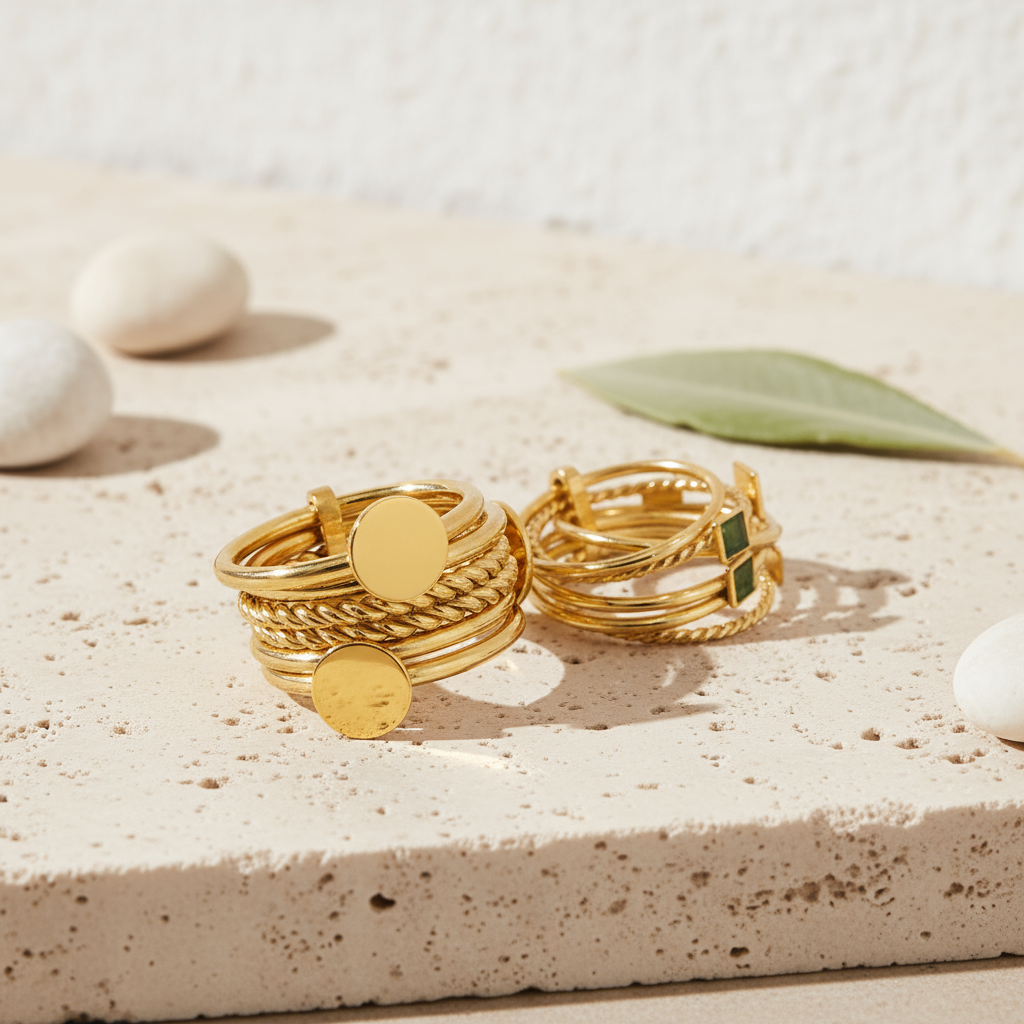 Stack Ring Instruments Stack Rings, Stainless Steel, 18K Gold Plated – I LOVE KOKO