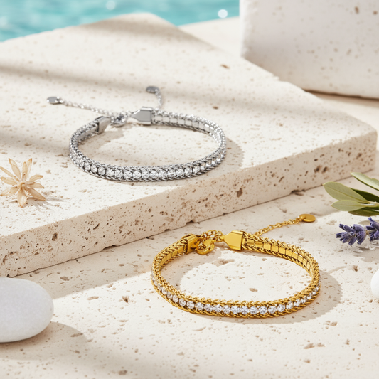 Tennis 5A CZ & Rope Bracelet