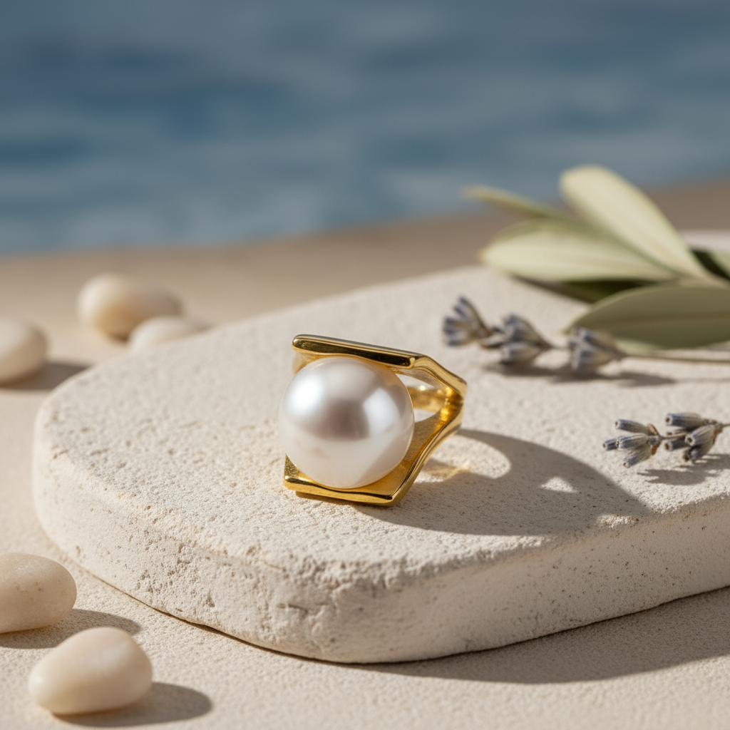 Elevated Pearl ring - gold