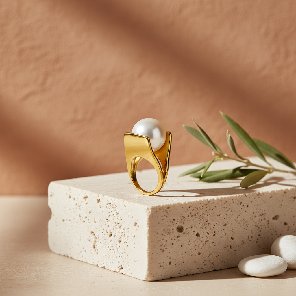 Elevated Pearl ring - gold