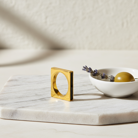 Square Black Onyx Ring