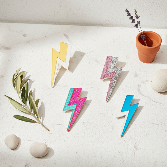 Retro Lightning Bolt Drop Stud Earrings