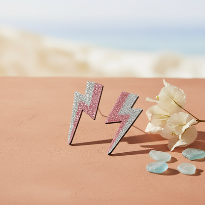 Retro Lightning Bolt Drop Stud Earrings