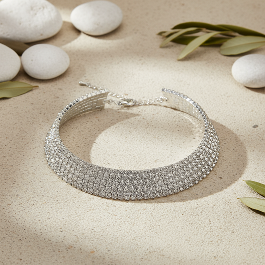 Silver-Plated Rhinestone Choker