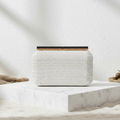 Woven Cotton Vegan Leather Clutch - Creme