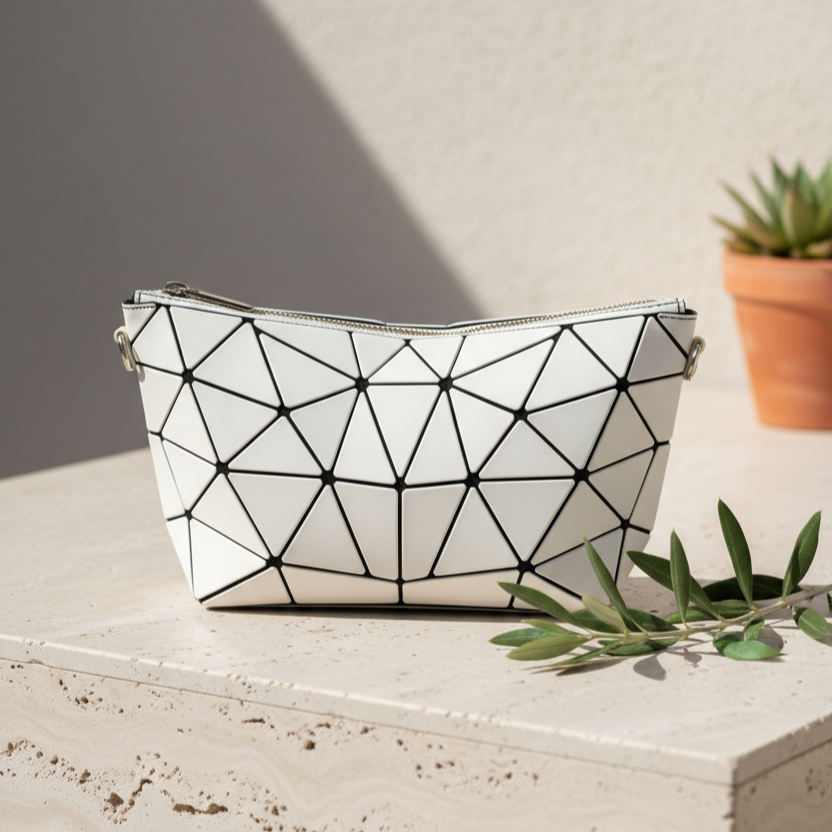 Geometric Kizzy Clutch - Creme