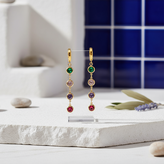 Multi-Coloured Rhinestones Drop Earrings