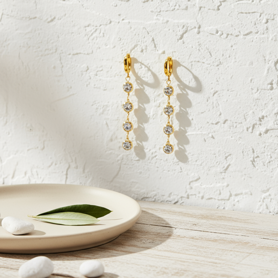 Clear Rhinestones Drop Earrings