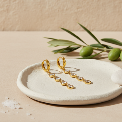 Clear Rhinestones Drop Earrings