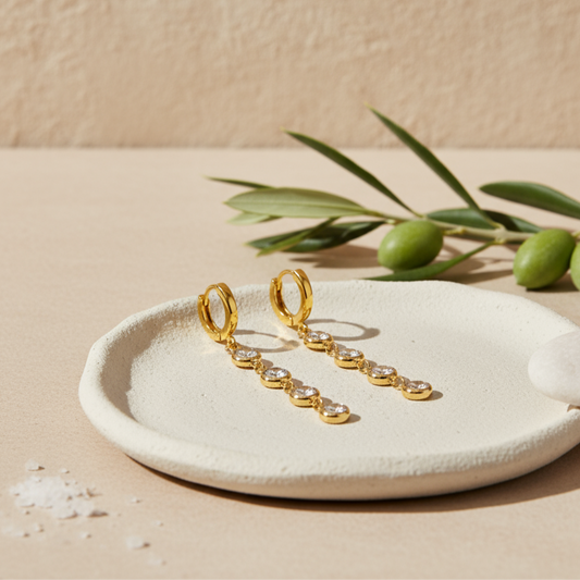 Clear Rhinestones Drop Earrings