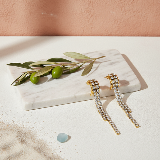 Two Tassel CZ Drop Studs