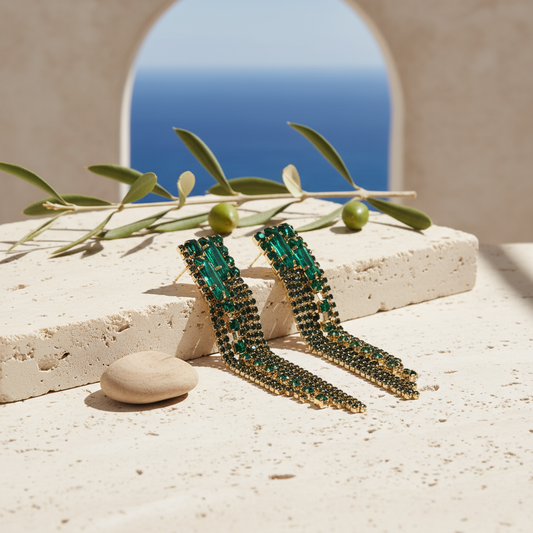 Resin Crystal Tassel Earrings