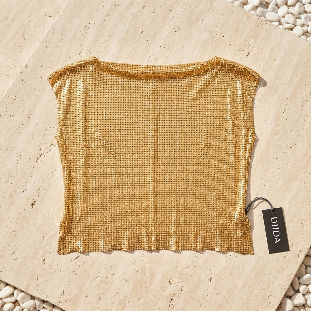 Glow-mesh Sleeveless - Gold