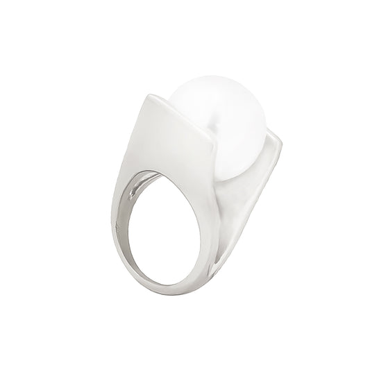 Elevated pearl ring - silver